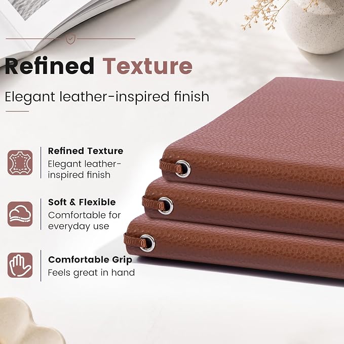 CAGIE Lined Journal Notebooks 3 Pack, 176 Pages Each, A5 Softcover, College Ruled, 100 GSM Thick Paper, for Work, Writing, School (5.7'' x 8.3'') (Brown, Brown, Brown) (5.7'' x 8.3'')