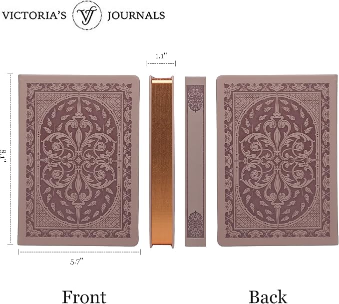 VICTORIA'S JOURNALS Vintage Journal Faux Leather Gilded Edge Hardcover | Retro Embossed Cover, Fountain Pen Friendly Paper, Premium Vegan Leather Notebook, Gilded Edges, Great for Gifting