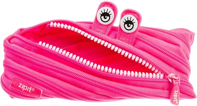 ZIPIT Monster Pencil Case for Girls, Cute Zipper Pouch for Kids Teens, Stationery Bag for School ,Pink