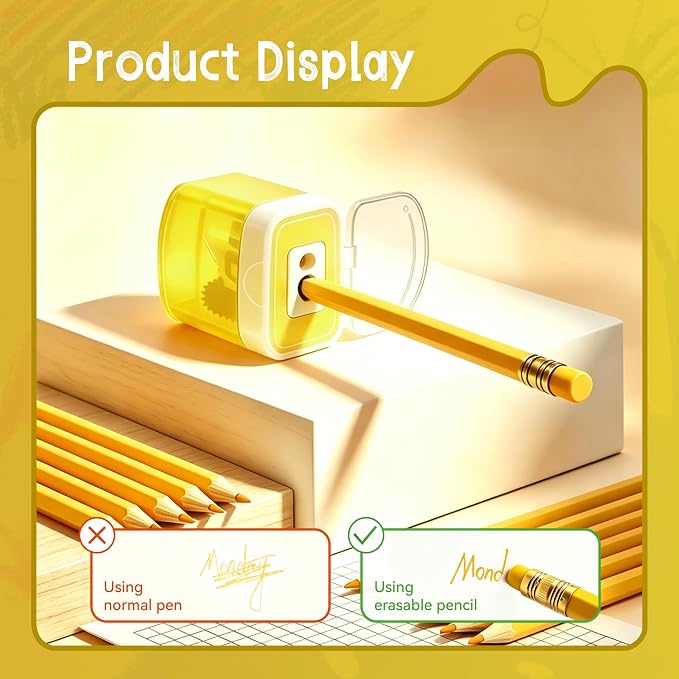 12 Pcs Yellow Pencils with Eraser for Kids HB Erasable Pencils Pre-Sharpened Professional Wooden Pencils Set, Ideal for School Writing, Drawing, Sketching, Coloring and Creative Projects(Yellow)