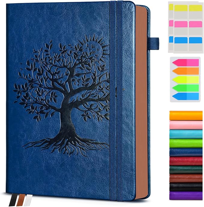 PAIBAS Vintage Leather Journal with 300 Numbered Pages,B5 Lined Journal for Men Women,Daily Journals for Writing,College Ruled Notebook for Work,School,Note taking,Travel Diary,Large (7" x 10")