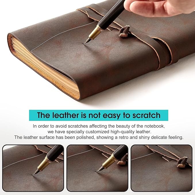RILIHO Leather Journal Notebook - Genuine Leather Journals for Writing 5x7.1 Inch, Vintage Journal For Men and Women, Artist,Travel Journal,Grey