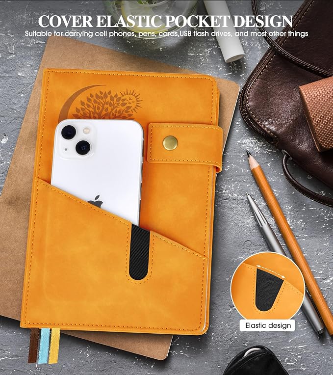 PAIBAS Lined Journal Notebook for Men, A5 Leather Journals for Writing Women, Hardcover Notebooks for Work,School,Note Taking,Travel,Business,Personal daily Diary,200 Page College Ruled (5.9" x 8.4")