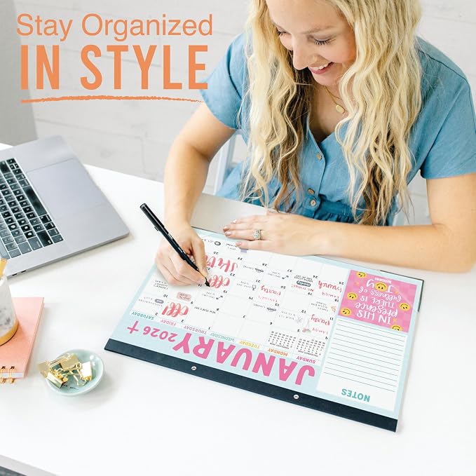 Hadley Designs Large Teacher Desk Calendar 2026-2027 - Desktop Calendar 2026, 18-Month Academic Desk Calendars for School, Home & Office, Cute Classroom Must Haves, Back to School Teacher Gifts
