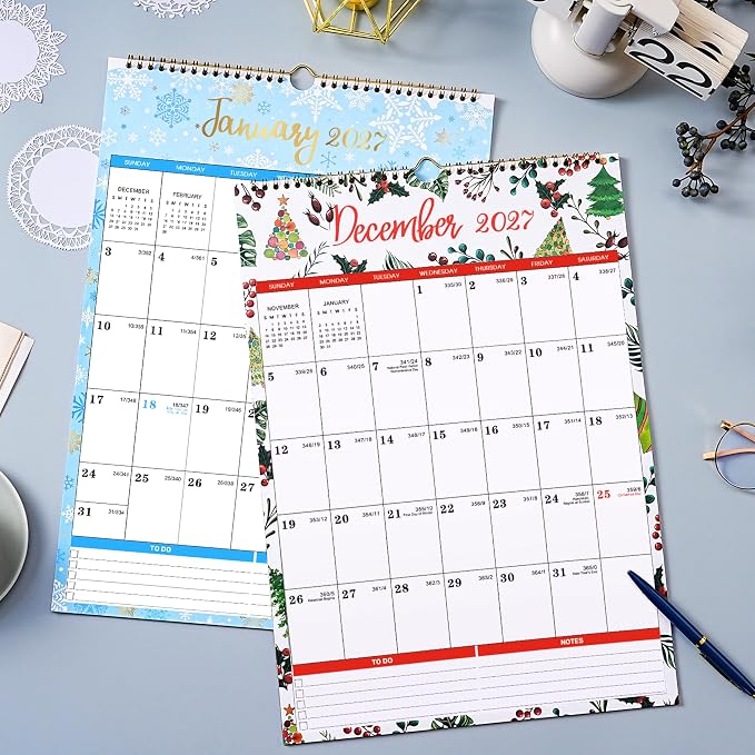 2027 Calendar - 2027 Wall Calendar, Jan 2027 - Dec 2027, Large Wall Calendar 2027, 12" x 17", 12 Monthly Calendar Large with Hanging Hook, Perfect for Organizing - 12 Different Themes