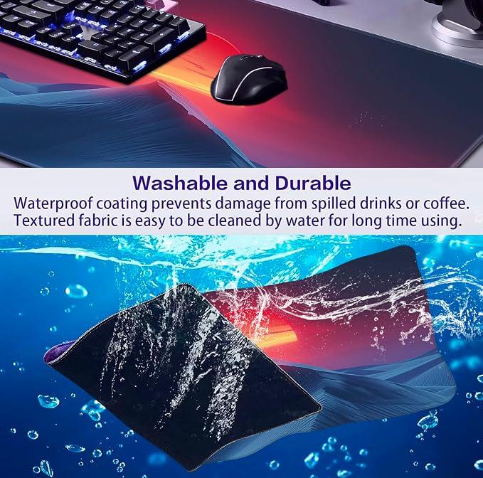 Mountain Top Scenery Mouse Pad Sunset Mountain Computer Decorative Desk Pad | Large Extended Mouse Pad; Full Desk Coverage; Waterproof Coating; Stable Anti-Slide Base For Gaming, Office, Study Daily Use