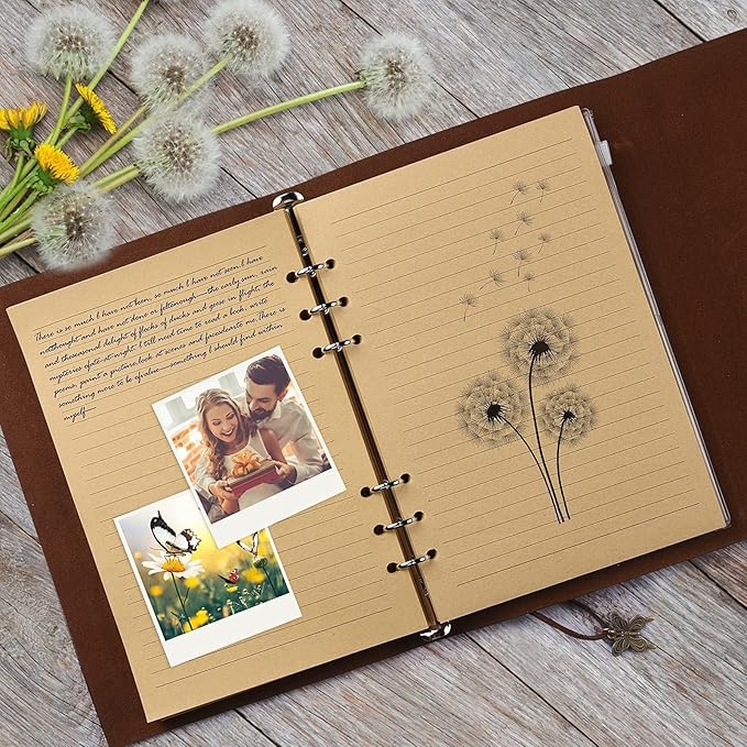 OMEYA Leather Journal Notebook, Refillable Writing Journal Diary Planner, Gifts For Women,Men, Girls, Sister, Friends(Purple, A5-9.3''×6.3'')