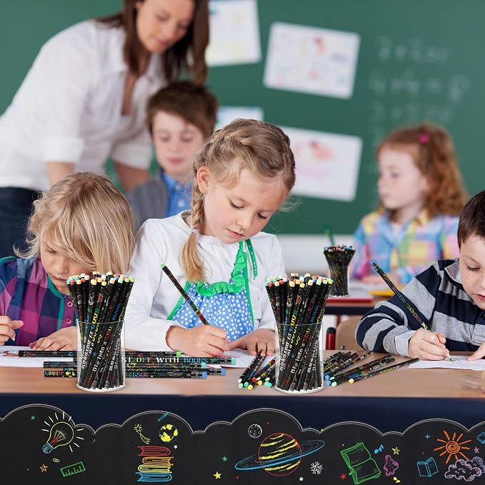 Pasimy 120 Pcs Reading Motivational Pencils Bulk Black Novelty Wooden Pencils with Eraser Classroom Inspirational Pen with Sayings for Kids Student Teacher School Reward Gifts Stationery Party