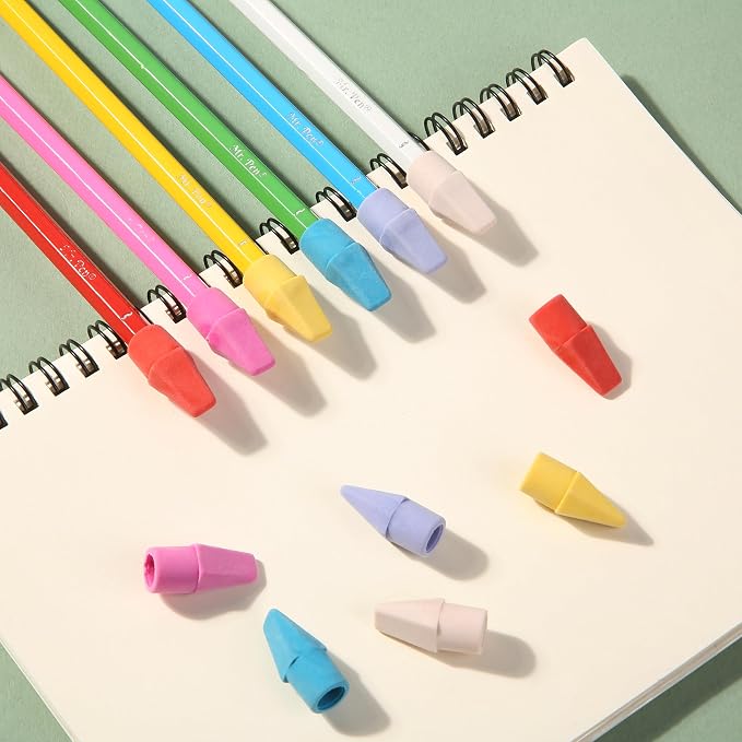 Mr. Pen- Pencil Erasers Toppers, 120 Pack, Colorful, Latex Free, No Smudge | Mr Pen Erasers for Pencils, Pencil Top Erasers, Eraser Caps, Eraser Tops