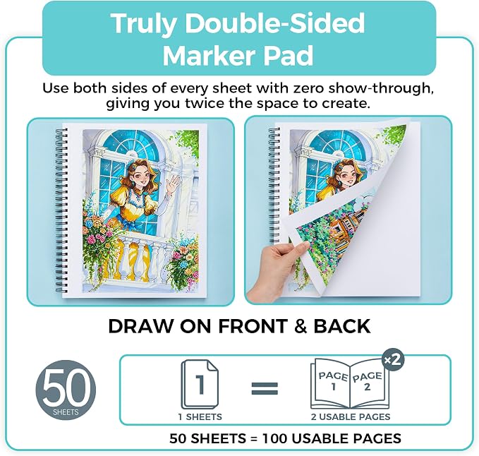 Ohuhu 11"x14" Double-Sided Bleedproof Marker Pad Art Sketchbook 50 Sheets | Large Sketch Book - 160 LB/280 GSM Smooth Drawing Paper - 50 Sheets/100 Pages - Spiral-Bound Sketch Pad for Alcohol Markers