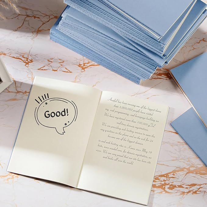 Mimorou 100 Pcs Journals Notebooks Bulk - Kraft Softcover A5 Small Notebooks 5.5 Inch x 8.3 Inch Notepads with 60 Page 30 Sheet for Writing Sketch Travel Office Supplies(Light Blue,Unlined)