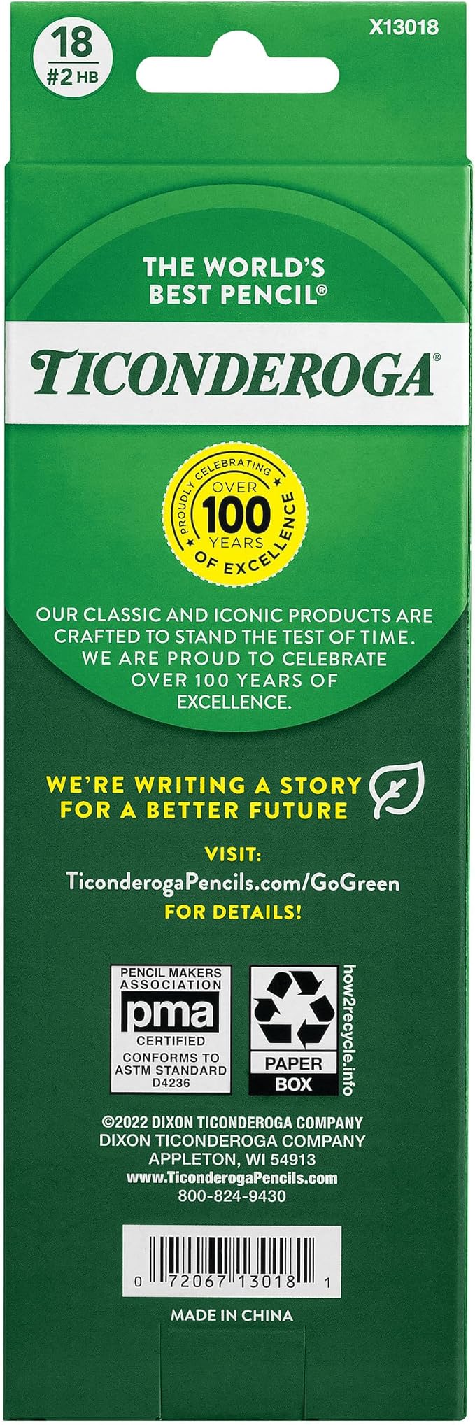 Ticonderoga Wood-Cased Pencils, Pre-Sharpened, #2 HB Soft, Neon Colors, 18 Count