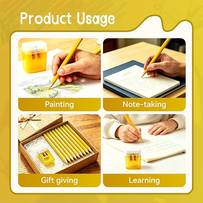 12 Piece Yellow Colored Pencils Set with Sharpener, Pre-Sharpened Professional Wooden Art Pencils for Artists Drawing and Sketching, Premium Colored Tone Supplies Delivering Detailed Painting(Yellow)