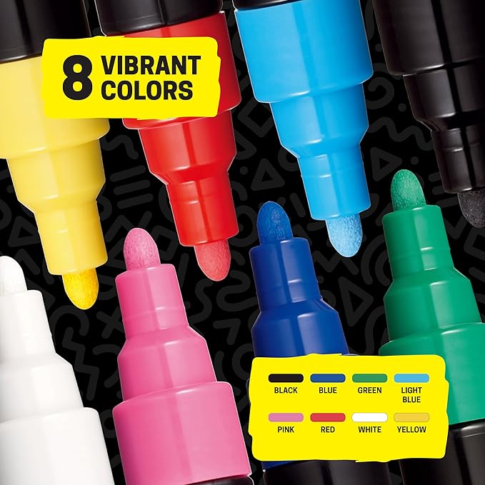 POSCA® PC-5M Paint Markers, 8 Count Medium Reversible Tip Set (1.8–2.5 mm) | Water-Based Opaque Paint Pens for Rock Painting, Wood, Glass, Crafts & Art Projects