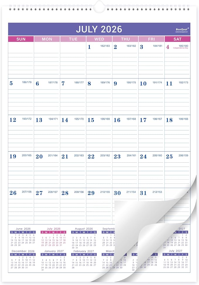 2026-2027 Wall Calendar - July 2026 - December 2027, 2026-2027 Calendar, 18 Months Wall Calendar, 12" x 17", Large Blocks, Spiral Bound