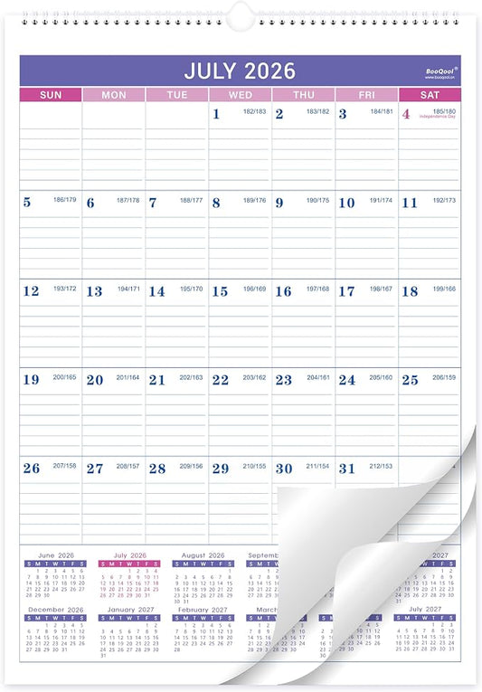 2026-2027 Wall Calendar - July 2026 - December 2027, 2026-2027 Calendar, 18 Months Wall Calendar, 12" x 17", Large Blocks, Spiral Bound