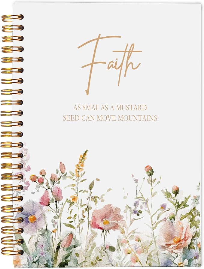 Faith Can Move Mountains Christian Notebook Journal - Inspirational Christian Gifts for Women, Bible Journal Notebooks for Note Taking, Bible Journaling Notebook, Spiral Notebook 5.5x8.3