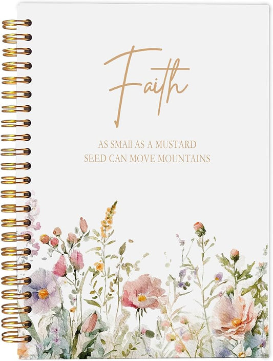 Faith Can Move Mountains Christian Notebook Journal - Inspirational Christian Gifts for Women, Bible Journal Notebooks for Note Taking, Bible Journaling Notebook, Spiral Notebook 5.5x8.3