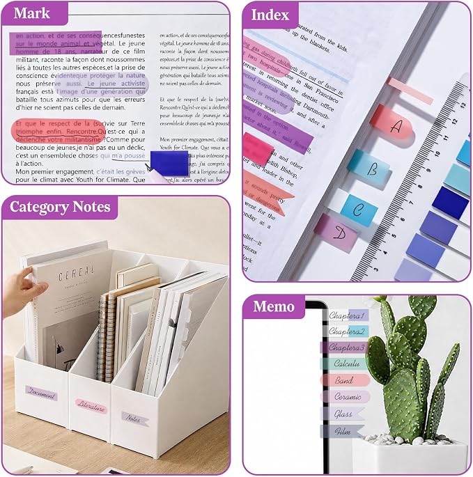 Temiary 2600 Pcs Transparent Sticky Index Tabs for Annotating, Colorful Books Tabs Clear Flags Strip Notes Tabs, Translucent Writable and Repositionable Page Markers for Bible Study Notebooks (Pastel)
