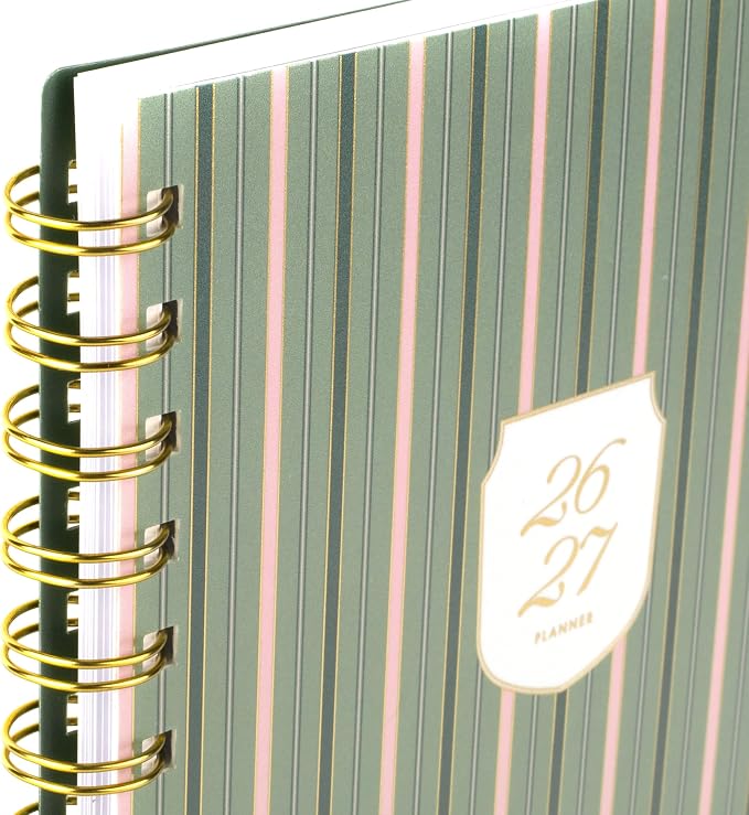 Cambridge Planner 2026-2027 Weekly & Monthly Academic 12-Month July-June, 5-1/2" x 8-1/2", Cherrywood Lane, Piper Stripe (CL19-200A)