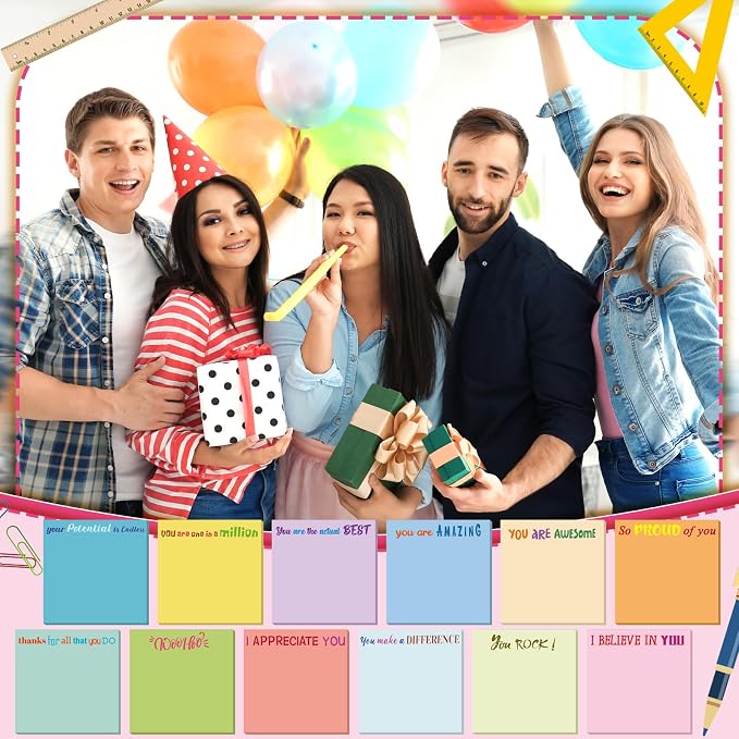 Yinder 24 Pcs Sticky Notes Gifts Bulk,Thank You,Elegant Color