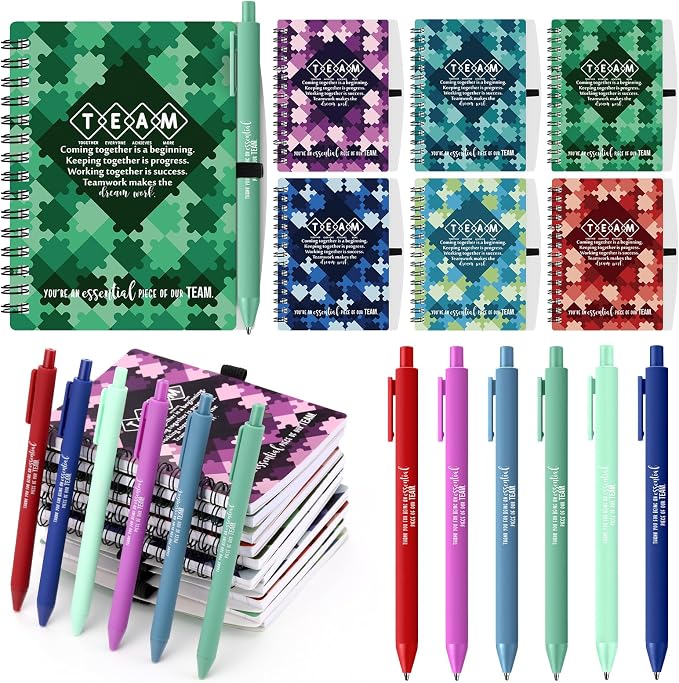Tenceur 24 Sets Team Appreciation Gifts Bulk Employee Inspirational Puzzle Spiral Notebook Ballpoint Pen Back to School Thank You Gift for Team Staff Coworker Teacher Volunteer Office Party Favors