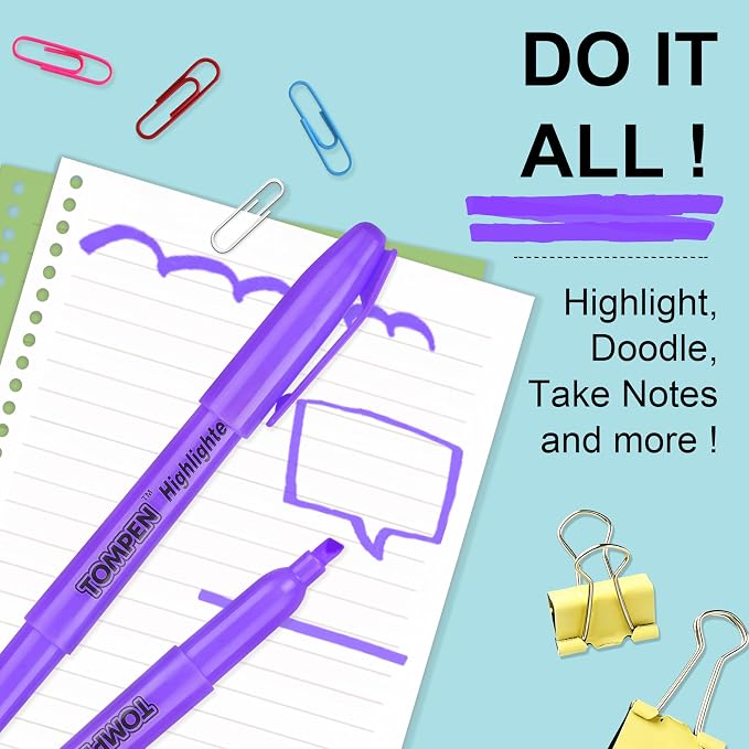 Highlighters Purple 48 Pack,Bible Highlighters No Bleed–Bulk Chisel Tip Highlighter Markers Set for School,Office,Study,Journaling–Smear-Free,Quick Dry–Fluorescent Pens for Teachers Students