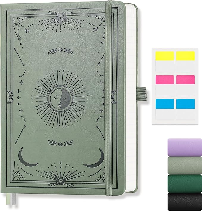 Lined Journal Notebook for Women Men, 192 Pages, A5 (5.7'' x 8.3'') | Hardcover Leather Notebook with 100GSM Thick Paper for Writing, Travel, Business, Office, Prayer (Light Green)