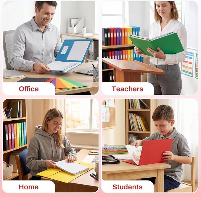 SUNEE Folders with Pockets(25 Pack, Red), 2 Pocket Folders Fit Letter Size Paper, Paper File Folder for School Office Home Business