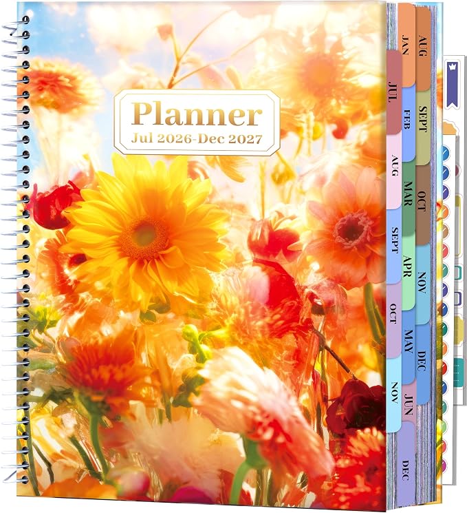 CAGIE Planner 2026-2027 18 Month July 2026-Dec 2027 Hourly Daily Calendar Weekly Monthly Planners Hardcover Large Yearly Agenda with Stickers Tabs for Women Work Mom, 8.5 x 11