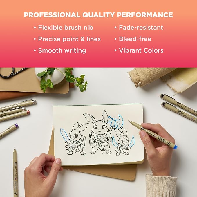 SAKURA Pigma Sketch Brush Pens - Multi-Color Pen Set for Calligraphy, Brush Lettering & Illustration - Fluid & Precise for Smooth Transitions - Archival Ink - Assorted Colors - 8 Count