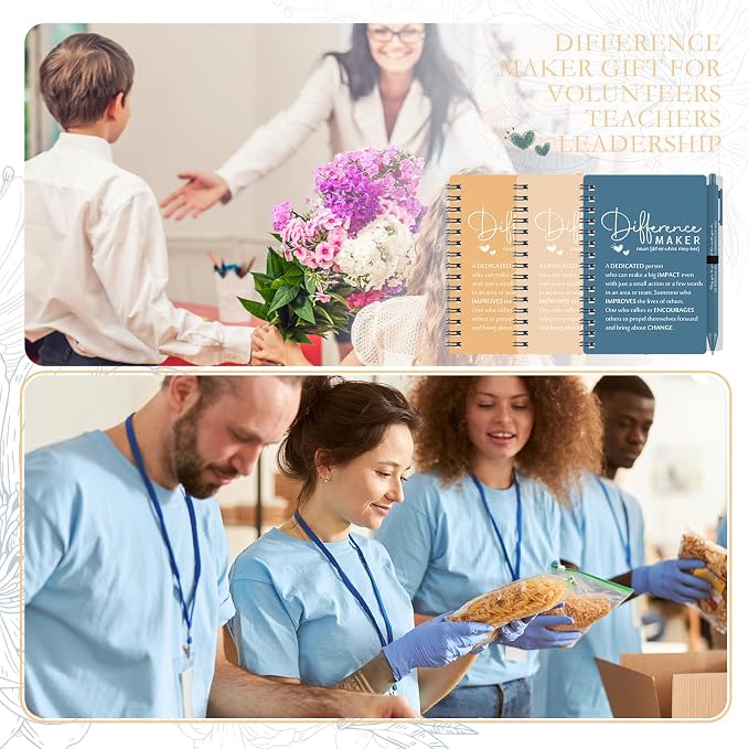 Tellingyou 20 Sets Difference Maker Employee Appreciation Gift for Coworkers to Do List Notebooks with Ballpoint Pens Note Pads Journal for Nurse Staff Team Graduation Teacher (Bright Morandi Colors)