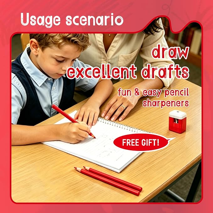 12 Piece Red Colored Pencils Set with Sharpener, Pre-Sharpened Professional Wooden Art Pencils for Artists Drawing and Sketching, Premium Colored Tone Supplies Delivering Detailed Painting(Red)