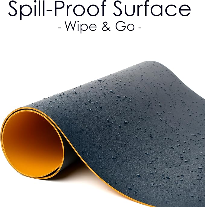 Leather Desk Pad Protector, Waterproof Mouse Pad, PU Desk Mat, Office Desk Cover, Desk Writing Mat for Office/Home/Work/Cubicle (Blue/Yellow) 31.5x15.7 in