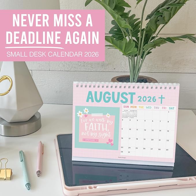 Small Desk Calendar 2026-2027 Standing Flip - 18-Month 2026 Desk Calendar Small for Home, Office & School, Standing Desks Calendars 2026-2027, Mini Desks Calendars, Back to School Teacher Gifts