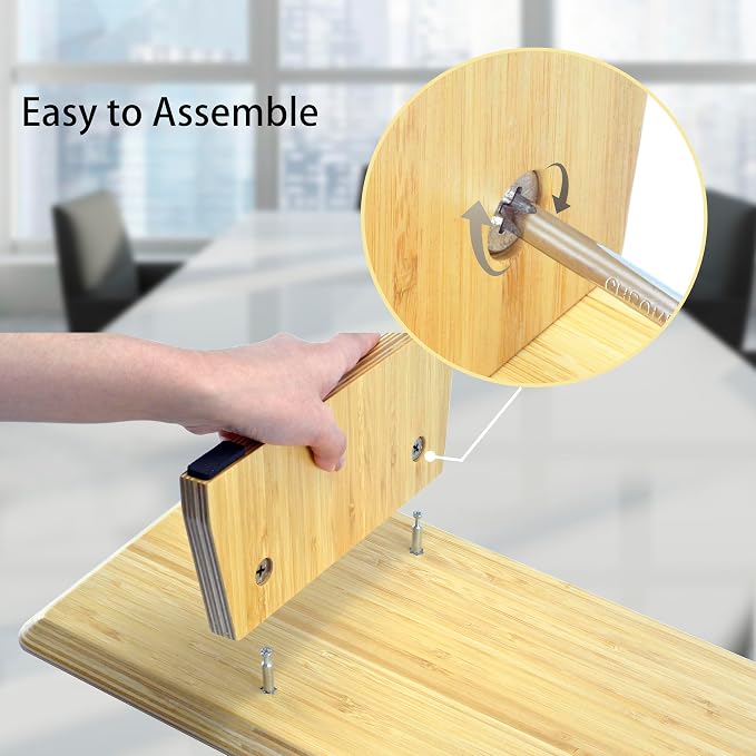 SAMDI Wooden Monitor Stand, Ergonomic Design, Suitable for Laptop, Computer, iMac, Desk with Table (Bamboo)