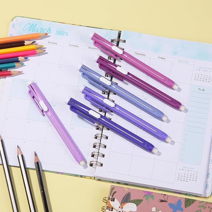 Mr. Pen- Retractable Mechanical Eraser Pens, 6 Pack, Twilight Colors | Latex-Free Precision Pencil Erasers for Artists, Students, Drawing, Sketching & Drafting