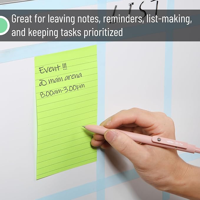 Mr. Pen- Lined Sticky Notes, 4" x 6", 6 Pads, 45 Sheets/Pad | Sticky Notes with Lines, Ruled Post Stickies, Memo Pads, Self-Stick Note Pad for Office, School, Home, Study