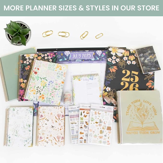 bloom daily planners 2025-2026 Academic Year Pocket Planner (July 2025 - July 2026) - 4” x 6” MINI Weekly Monthly Agenda Organizer & Calendar Book - Garden Party, Beige