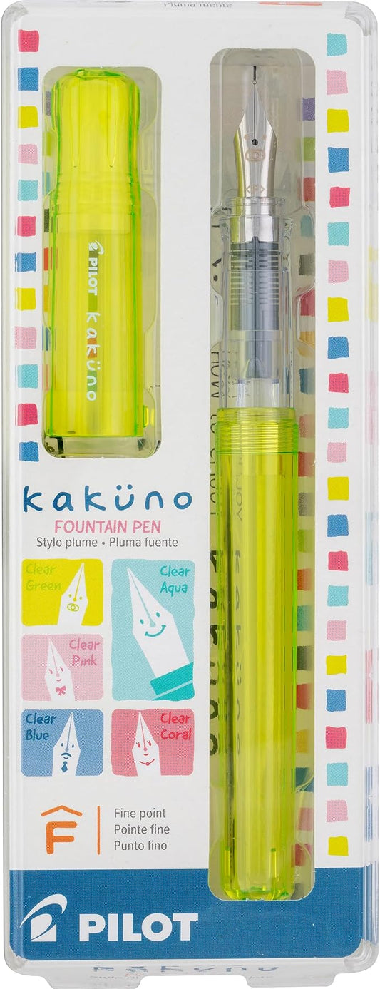 PILOT Kakuno Fountain Pen, Translucent Green Barrel, Fine Nib