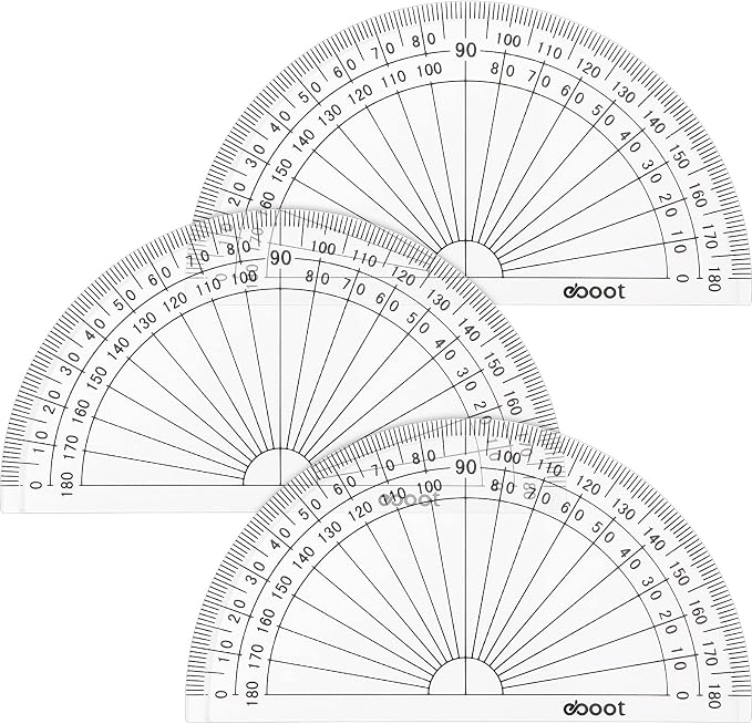 Zonon 3 Pcs 4 Inch Clear Plastic Protractor Bulk Math Protractors Set 180 Degrees Geometry Drafting Tools for Classroom Industry Office Back to School Supplies