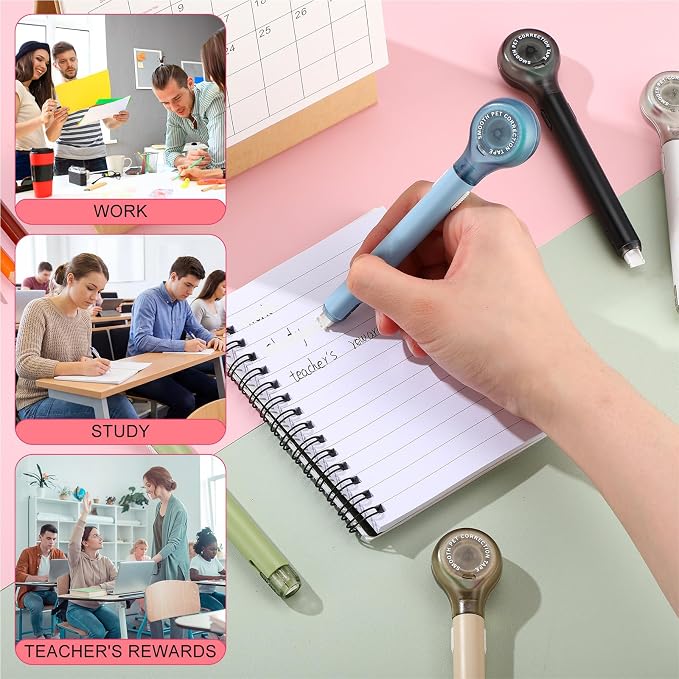 Gersoniel 25 Pack Correction Tape Pen Correctional Ink Tape Push Pull Protective, Easy to Use Applicator for School Office Supplies, 0.2 x 236 Inch (Natural Color)