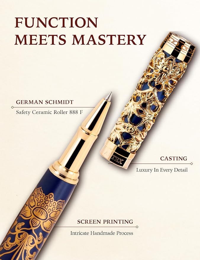 ARTEX Executive Rollerball Pen-Museum Collections-Crafting Timeless Beauty-Luxury Pen Gift & Office Desk Decor, German SCHMIDT refill, Solid Metal Texture