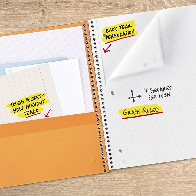 Five Star Spiral Notebook + Study App, 1 Subject, Graph Ruled Paper, 8-1/2" x 11", 100 Sheets, Fights Ink Bleed, Water Resistant Cover, Tidewater Blue (06190AA4)