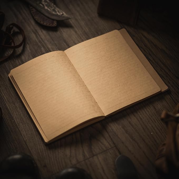 Odyssey Notebook Journal for Men - Lined Pages, 100 GSM Thick Kraft Paper, A5 Size, Brown Leather, Soft Cover