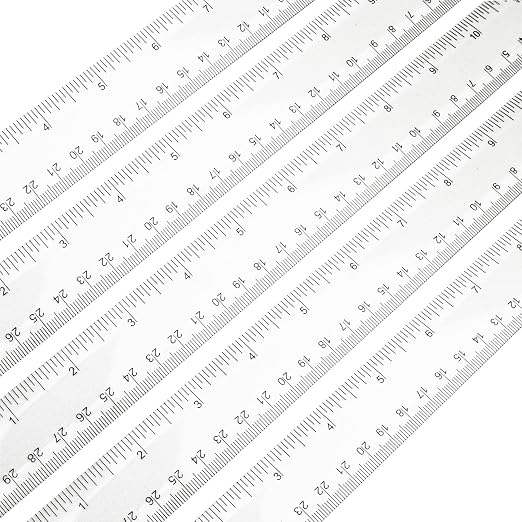 5 Pieces Transparent Clear Plastic Ruler, 12 inch (30cm) Ruler, Pack of 5, Clear Ruler, Plastic Ruler, Rulers for Kids, Measuring Tools, Ruler Set, Ruler inches and Centimeters (Clear)