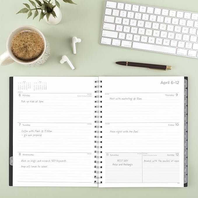 Mead Planner 2026-2027 Weekly & Monthly Academic 15-Month April-June, 8.5" x 11", Black (CAW62005) (Pack of 12)