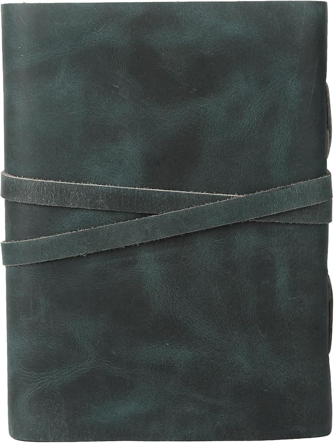 Leather Journal with Deckle Edge Paper 8x6 inch and Vintage Key | Handmade Writing Notebook Diary | Bound Daily Notepad for Men & Women Medium, Sketch/Writing pad for Artists