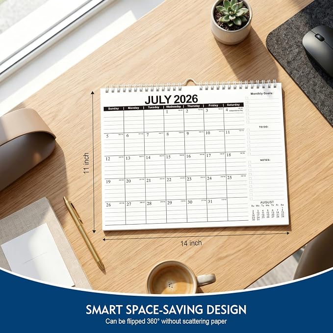 Comix 2026-2027 Wall Calendar, 18 Months Jul 2026 - Dec 2027 Monthly Planner, 120 GSM Thick Paper Lined Blocks, Hanging Calendar for Home Office Classroom, 14 x 11 Inch