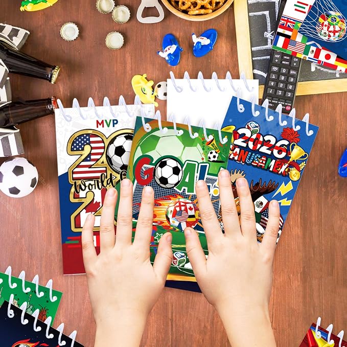 World Cup Spiral Notebooks 24 Pcs, 2.36 x 3.94 Inch Small Notebooks 16 Sheets 32 Pages, 2026 Canada Mexico Soccer Coil Memo Pads Bulk for Game Day, School Supplies, Soccer Party Favors